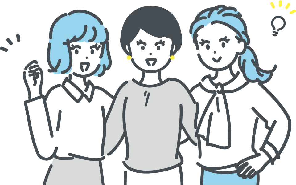 はつらつとしたイメージの女性3人のイラスト